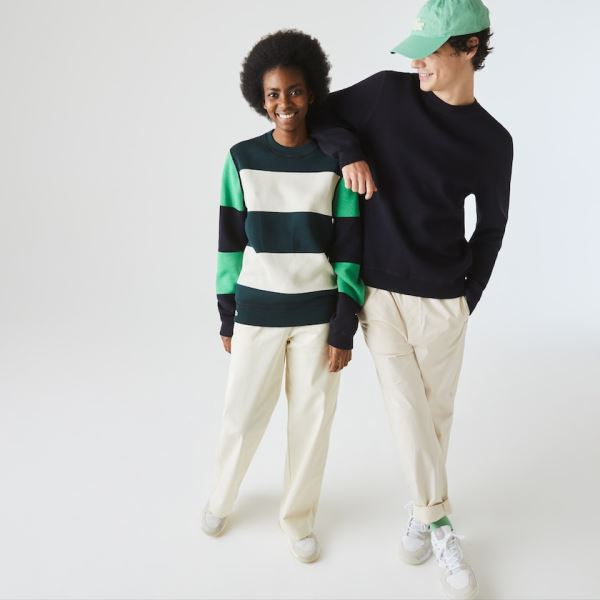 Lacoste LIVE Reversible Cotton Sweater - Svetr Pánské Tmavě Blankyt Blankyt / Bílé | CZ-nuufrt